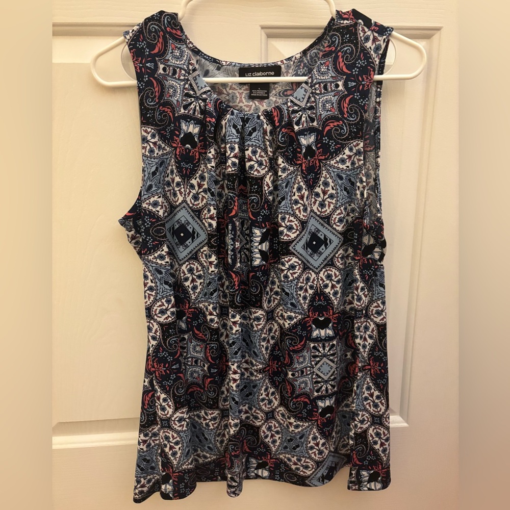 🎆5 for $25 Liz Claiborne Navy and Coral Paisley Blouse